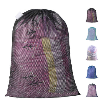 Large Mesh Laundry Bag with Drawstring Closure